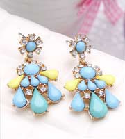 AE005   綻放開朗♥太陽花露♥耳環【藍色彩鑽1對入】