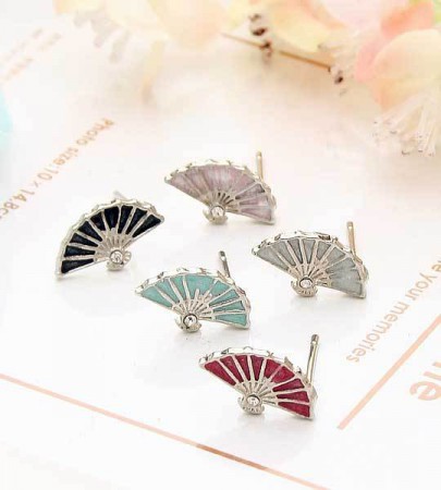 AB005   甜美♥玉扇♥不銹鋼防敏耳釘【1對入】