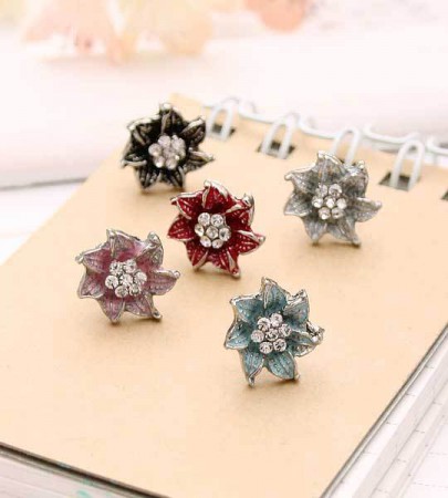 AB014   甜心馬卡系列♥華麗炫花♥不銹鋼防敏耳釘【1對入】