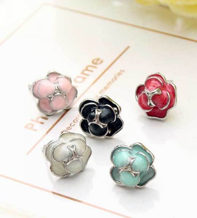 AB024   甜心馬卡系列♥柔美の花♥不銹鋼防敏耳釘【1對入】