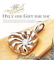 BA003   甜心設計款★旋繞ㄉ心★【白鑽銀飾墜飾1入】