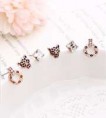 AH013  韓款多件組♥花豹的天空♥防敏鋼針耳環六件一組【金銀混色1組入】