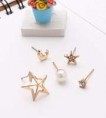 AH016  韓多件組♥挖空星月♥防敏鋼針耳環5件1組【金(月亮戴鑽)1組入】