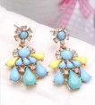 AE005   綻放開朗♥太陽花露♥耳環【藍色彩鑽1對入】