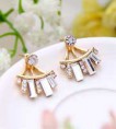 AC015  華麗舞扇♥垂墜方鑽♥耳環【1對入】