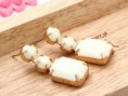 AE001   韓風♥馬卡龍果凍♥鑲鑽耳環【奶油1對入】