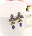 AM001   名媛氣質♥水藍花葉♥耳環  【1對入】